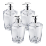 Kit 4 Dispenser Porta Alcool Gel Sabonete Liquido Acrílico