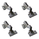 Kit 4 Dobradiças Curva Amortecedor Porta Armário Móveis 35mm