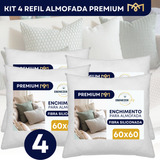 Kit 4 Enchimento Almofada Refil 60x60 Fibra De Silicone Macia Anti Mofo Premium