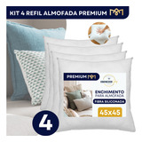 Kit 4 Enchimento Recheio Almofada Refil Fibra Siliconada 45x45 Antiácaro Premium