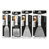 Kit 4 Espátulas Inox Reta E Curva Lanche Chapa Cozinha Pro