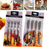 Kit 4 Espátulas P Patês Geleia 4 Garfos Petisco Aperitivo
