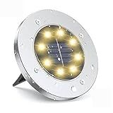 Kit 4 Espeto De Jardim Solar Com Fotocélula Inox à Prova D água Disco De Iluminação Spot Para Grama Chão área Externa Branco Quente 8 Leds 