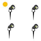 Kit 4 Espeto Jardim 5w Led Luz Branco Quente Lâmpada Bivolt Cor Da Carcaça Preto Cor Da Luz Branco quente 110 220vbivolt