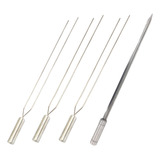 Kit 4 Espetos Churrasco Aço Inox Duplo E Espada Lâmina 50cm