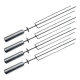 Kit 4 Espetos Tridente Inox P Churrasqueira Grill Giratório