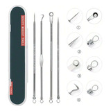 Kit 4 Extrator Pinça Tira Acne Cravos E Espinha Limpeza