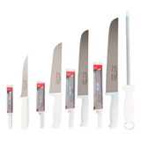 Kit 4 Faca Carne Churrasco Açougue 10 12 14 Chaira Corneta