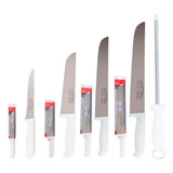 Kit 4 Facas Carne Churrasco Açougue 8 10 12 Chaira Corneta