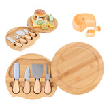 Kit 4 Facas De Queijo Com Suporte Tabua Madeira Premium