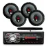 Kit 4 Falante 6 Pol + Radio Carro Mp3 Usb Bluetooth + Antena