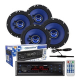 Kit 4 Falantes 6 Hurricane Rádio Car Mp3 Usb Bt Antena