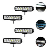 Kit 4 Farol Auxiliar Milha 09 36v Mini Barra 6 Leds 18w Slim