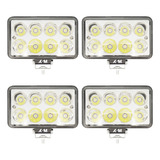 Kit 4 Farol De Led Retangular 8 Led 24w Universal 12v 24v