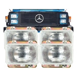 Kit 4 Farol Mb 1113 1313 1513 2013 Cara Preta Mercedes Vidro