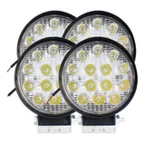 Kit 4 Farol Milha 42w Redondo 14 Leds 12v 24v Universal Slim