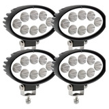 Kit 4 Farol Milha 8 Led 24w 12v 24v Oval Carro Trator