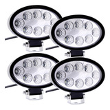 Kit 4 Farol Milha 8 Led 24w 12v 24v Trator Case John Deere