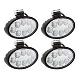 Kit 4 Farol Milha Oval 8 Leds 10~30v 24w Jeep Carro Caminhão