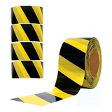 Kit 4 Fita Zebrada Sinalização Cor Preto E Amarelo 7cm X 200m
