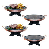 Kit 4 Fondue 37 Cm Chapa Fogareiro De Pedra Sabão Curados
