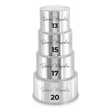 Kit 4 Forma Assadeira Bolo Redonda Alta 13 15 17 20 G98 Cor Alumínio