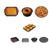 Kit 4 Formas Antiaderentes Com Revestimento Interno E Externo - 1 Assadeira Com Pegador De Silicone - 1 Forma De Bolo-Pudim - 1 Forma De Cupcakes-Empadas - 1 Forma De Pizza