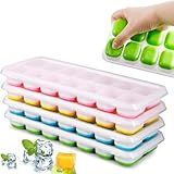 Kit 4 Formas De Gelo Silicone Com Tampa Coloridas E Resistentes Premium