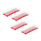 Kit 4 Formas De Gelo Silicone Flexível Com Fundo Sanremo Cor Vermelho