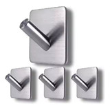 Kit 4 Ganchos Autoadesivos Inox Suporte Roupas E Toalhas