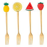 Kit 4 Garfos P Bolo Sobremesa Petiscos Frutas Aço Inox