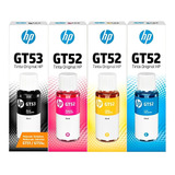 Kit 4 Garrafas De Tinta Hp Gt52 Gt53 Originais P Smart Tank