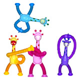 Kit 4 Girafas Pop It Tubo Led Estica E Gruda Melman Magic