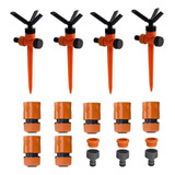 Kit 4 Irrigador Giratório Aspersor 3 Jatos 7 Engate Rápido
