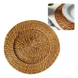 Kit 4 Jogo Americano Sousplat Rattan Bambu Mesa Posta Marrom