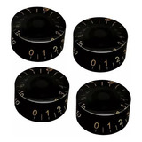 Kit 4 Knob Preto Dourado Para Guitarra Baixo Les Paul Sg Prs