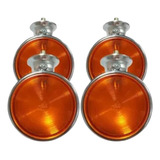 Kit 4 Lanterna Laranja Foguinho Cromada Bojuda Caminhão
