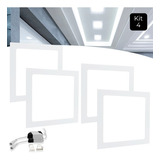 Kit 4 Led Painel Plafon Embutir 18w Quadrado Slim Luz Frio Cor Branco Frio 110v/220v (bivolt)