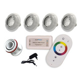 Kit 4 Leds Rgb Piscina Controle Fonte Adaptador 50mm