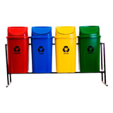 Kit 4 Lixeiras P Coleta Seletiva 60 Litros C Suporte Nf