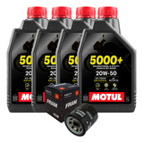 Kit 4 Lts Óleo Motul 5000 20w50 filtro Midnight Star 950