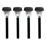 Kit 4 Luminária Espeto Solar Poste De Jardim Decoração Led