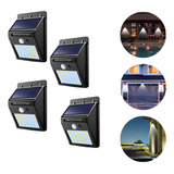 Kit 4 Luminária Lâmpada Arandela Solar 30 Leds 6w Com Sensor Cor Cinza escuro