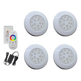 Kit 4 Luminaria Piscina Led 15w Rgb Fonte 3a Controle