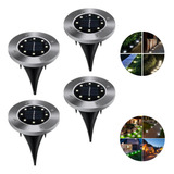 Kit 4 Luminaria Solar Espeto 8 Leds Lampada Jardim Decoração