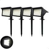 Kit 4 Luminária Solar Jardim Decoração Espeto 30w Led Quente