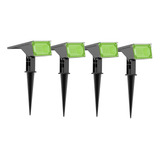 Kit 4 Luminária Solar Spot Espeto Led Jardim Decoração 10lm
