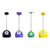 Kit 4 Lustres Bola Preto Amarelo Verde Roxo Snooker Jogos
