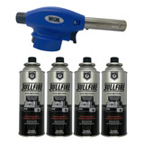 Kit 4 Maçarico E Gás Butano Refinado Bullfire Multiuso Refil