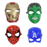 Kit 4 Máscaras Homem De Ferro Aranha Hulk Capitão América